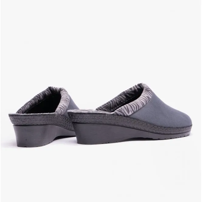 Rohde 2465-84 Womens Slippers Grey/Zebra