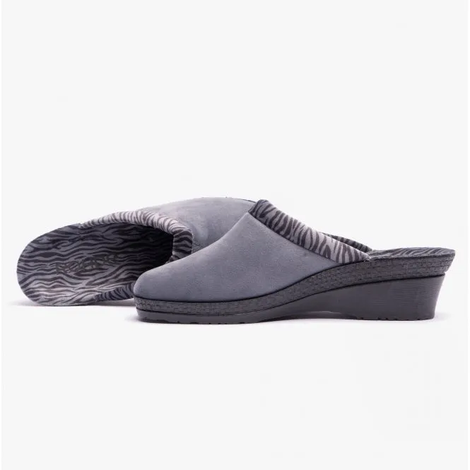 Rohde 2465-84 Womens Slippers Grey/Zebra