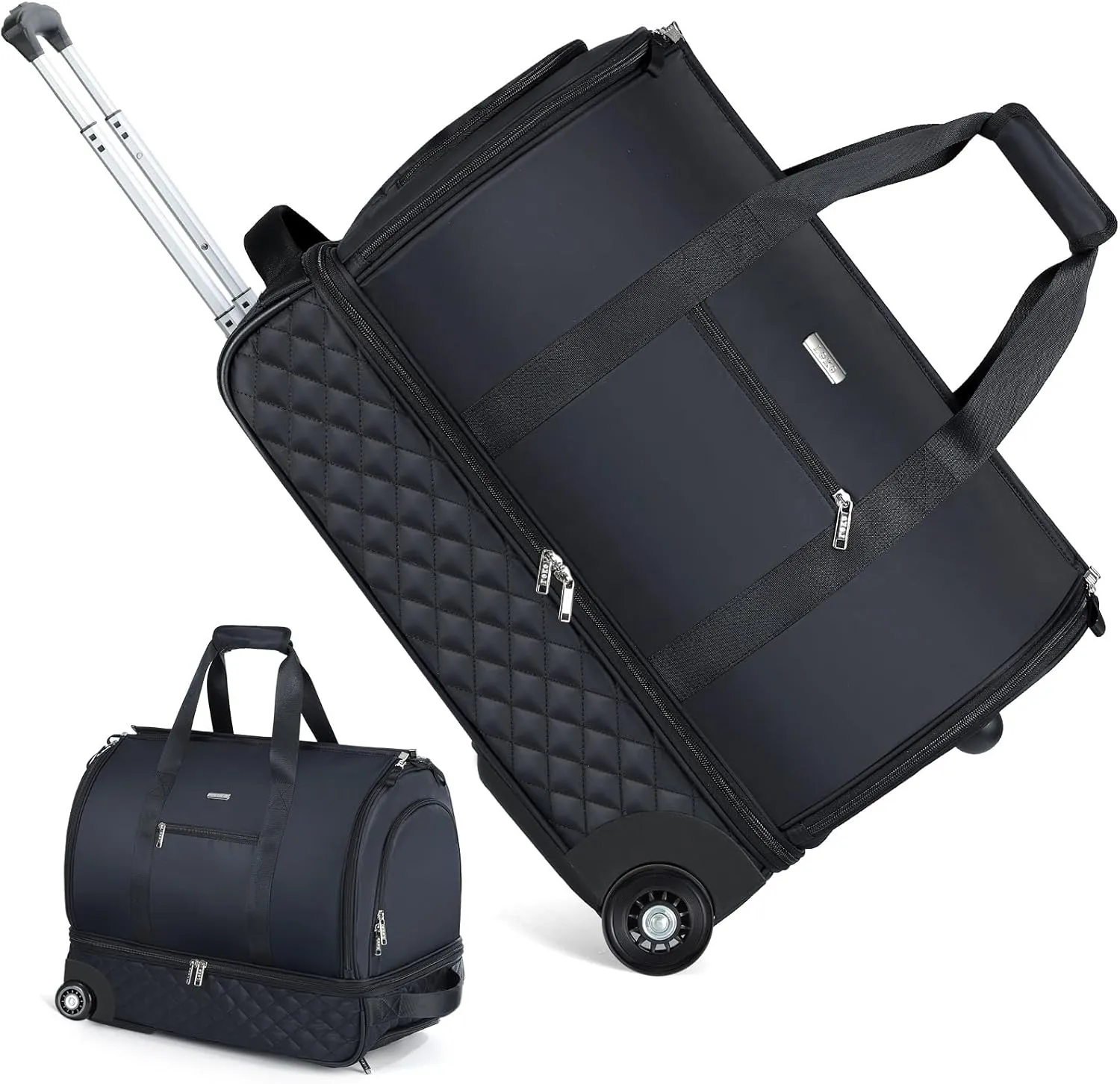 Rolling Garment Bag for Travel - Convertible Duffel Bag with Wheels & Shoes Compartment, Carry on Suit Luggage Bag with Trolley for Business Trip, Wedding, Weekender