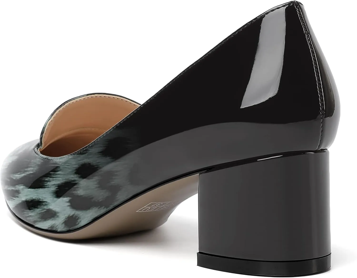 ROSERWISH Womens Slip On Pointed Toe Work Formal Office Patent Chunky Low Heel Pumps Dress Shoes 2 Inch