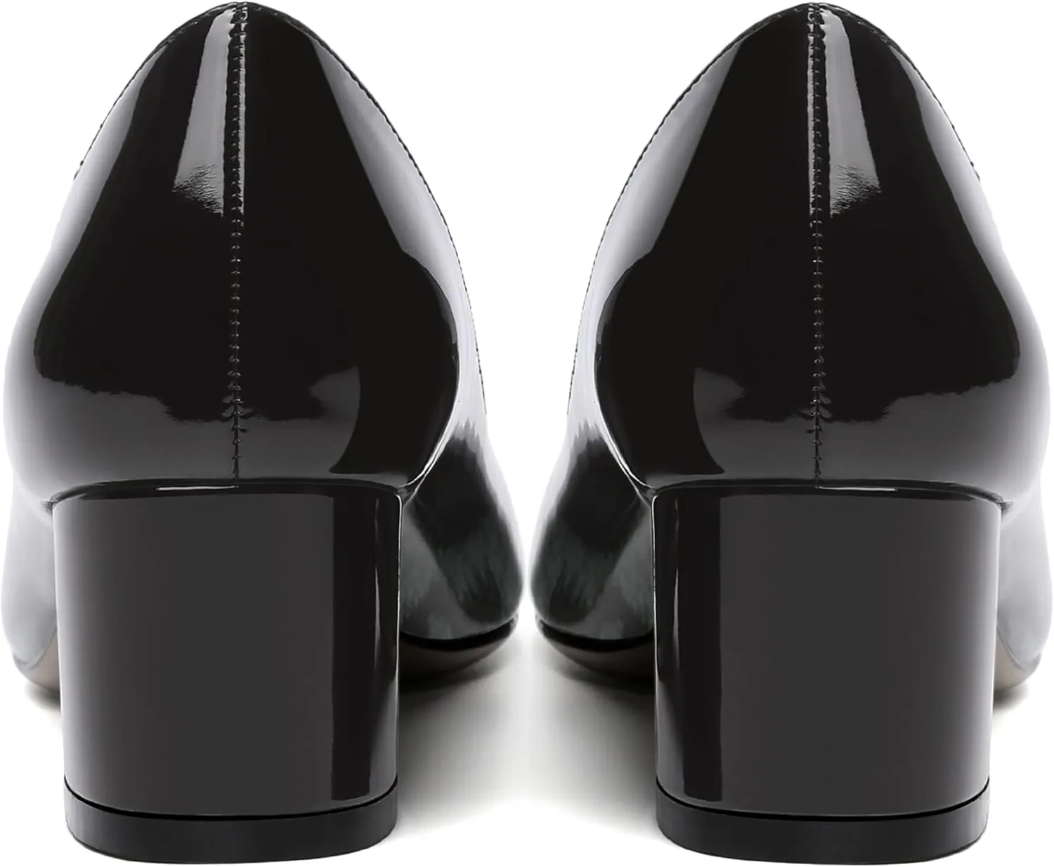 ROSERWISH Womens Slip On Pointed Toe Work Formal Office Patent Chunky Low Heel Pumps Dress Shoes 2 Inch