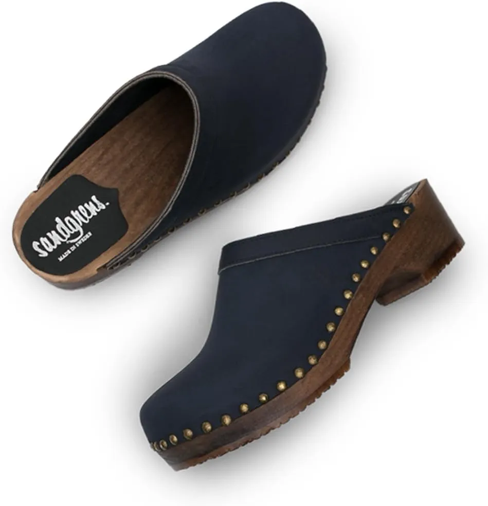 Sandgrens Handmade Swedish Wood Clogs for Women, Low Heel Mule | Athens