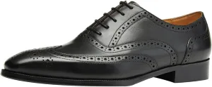 Santimon Mens Dress Shoes Leather Oxfords Wingtip Brogue Tuxedo Business Casual Wedding Shoes for Men