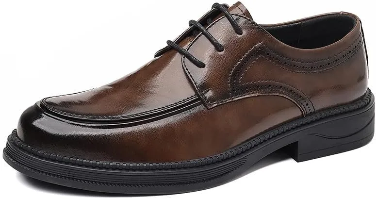 Santimon Men's Formal Leather Dress Shoes Classic Lace-Up Oxford Shoes Comfortable Stylish Business Casual Moc Toe Shoe