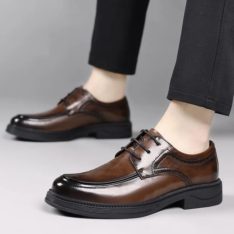 Santimon Men's Formal Leather Dress Shoes Classic Lace-Up Oxford Shoes Comfortable Stylish Business Casual Moc Toe Shoe