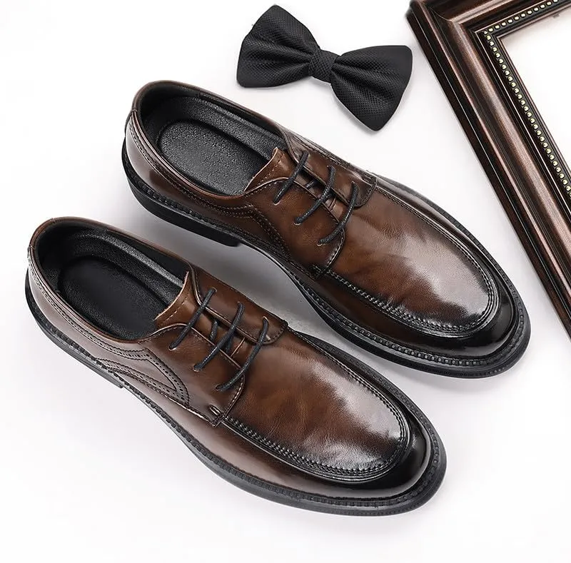 Santimon Men's Formal Leather Dress Shoes Classic Lace-Up Oxford Shoes Comfortable Stylish Business Casual Moc Toe Shoe