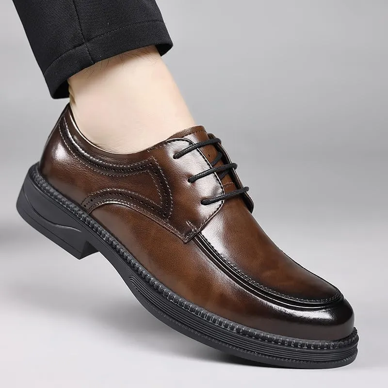 Santimon Men's Formal Leather Dress Shoes Classic Lace-Up Oxford Shoes Comfortable Stylish Business Casual Moc Toe Shoe