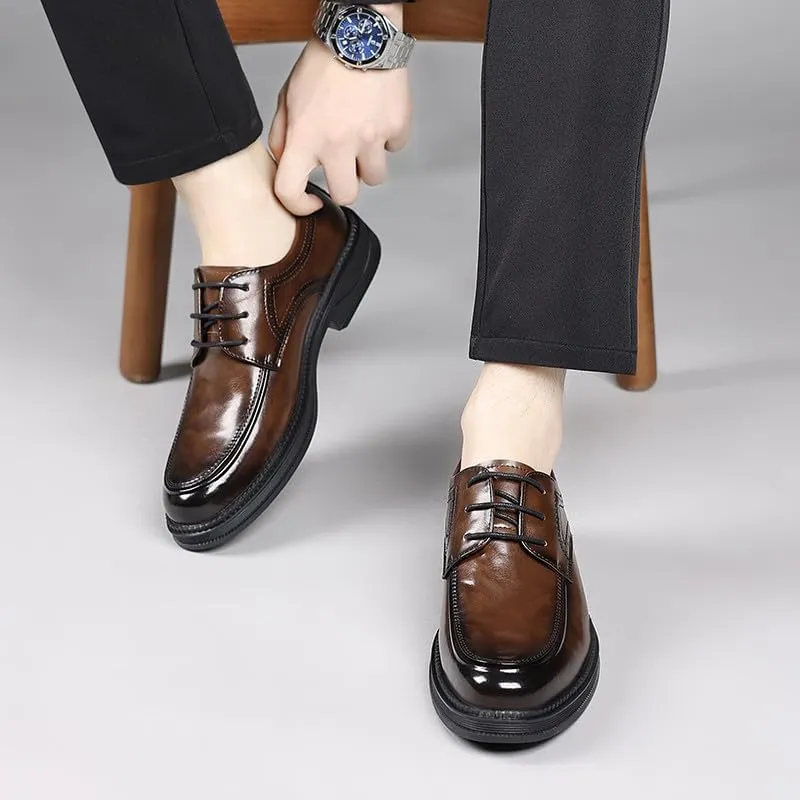 Santimon Men's Formal Leather Dress Shoes Classic Lace-Up Oxford Shoes Comfortable Stylish Business Casual Moc Toe Shoe