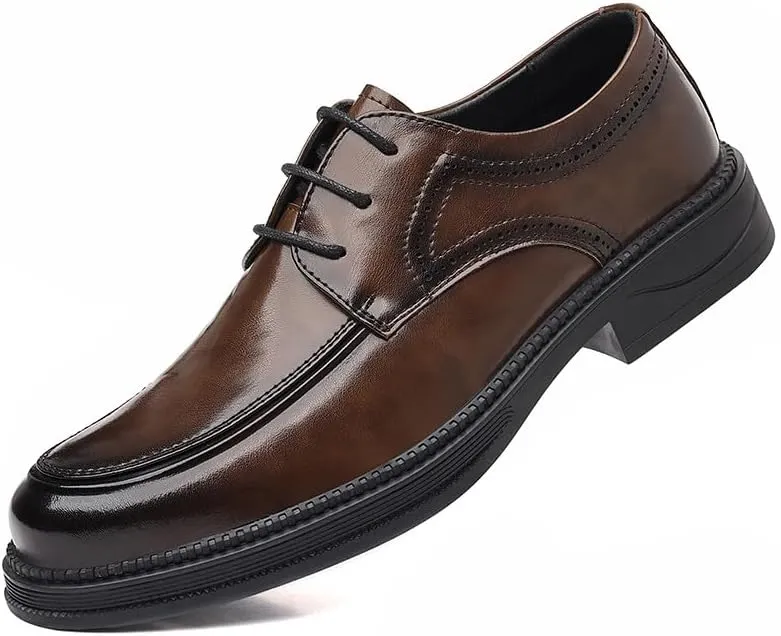 Santimon Men's Formal Leather Dress Shoes Classic Lace-Up Oxford Shoes Comfortable Stylish Business Casual Moc Toe Shoe