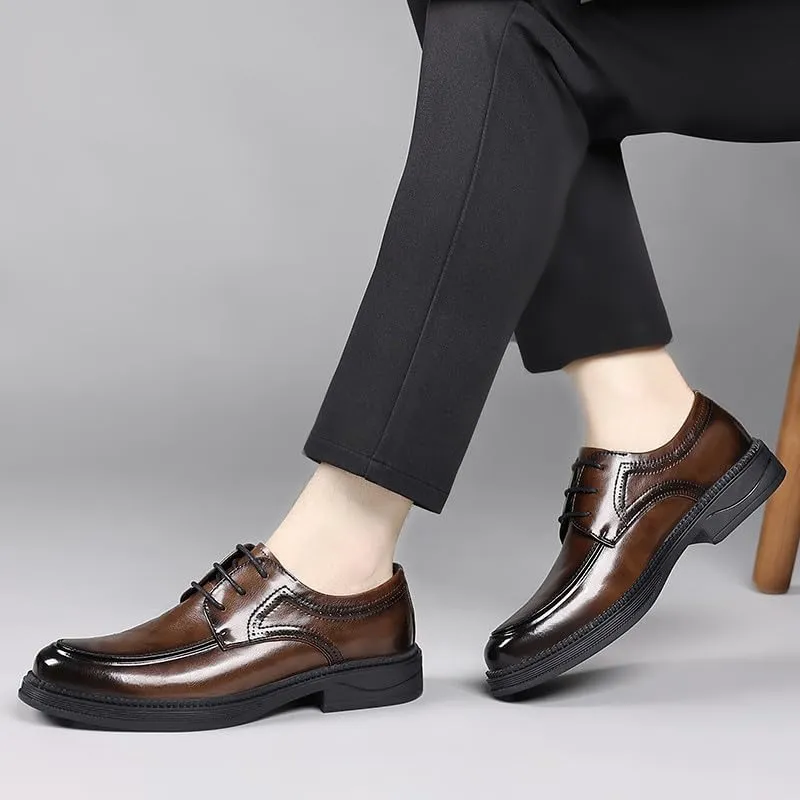 Santimon Men's Formal Leather Dress Shoes Classic Lace-Up Oxford Shoes Comfortable Stylish Business Casual Moc Toe Shoe