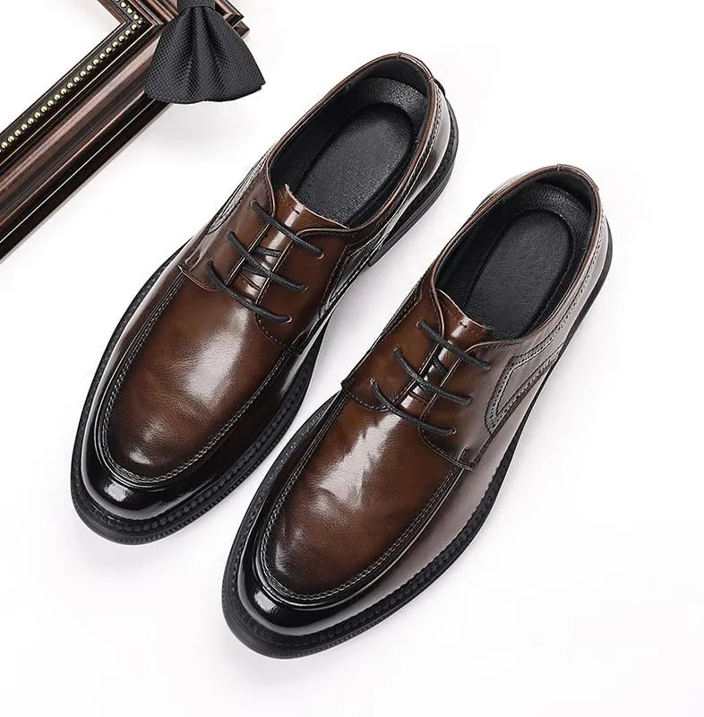 Santimon Men's Formal Leather Dress Shoes Classic Lace-Up Oxford Shoes Comfortable Stylish Business Casual Moc Toe Shoe