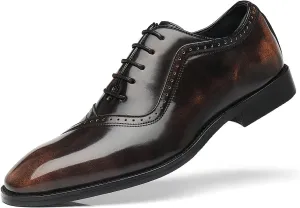 Santimon Men's Oxfords Faux Patent Leather Tuxedo Brogue Derby Dress Shoes Classic Lace-up Formal Casual Loafers