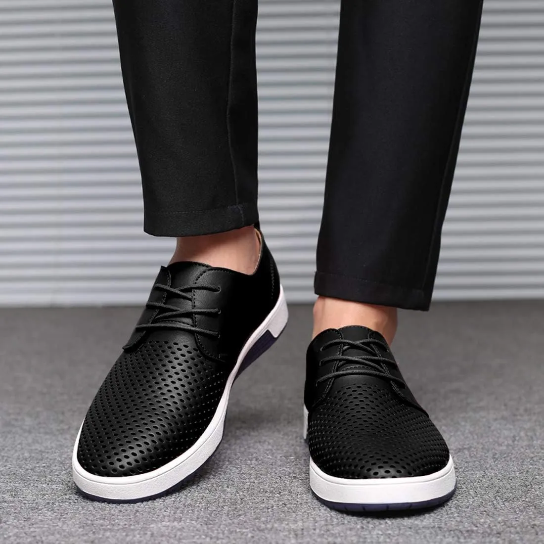 Santimon Men's Oxfords Shoes Casual Lace Up Breathable Formal Dress Mens Slip On Sneakers