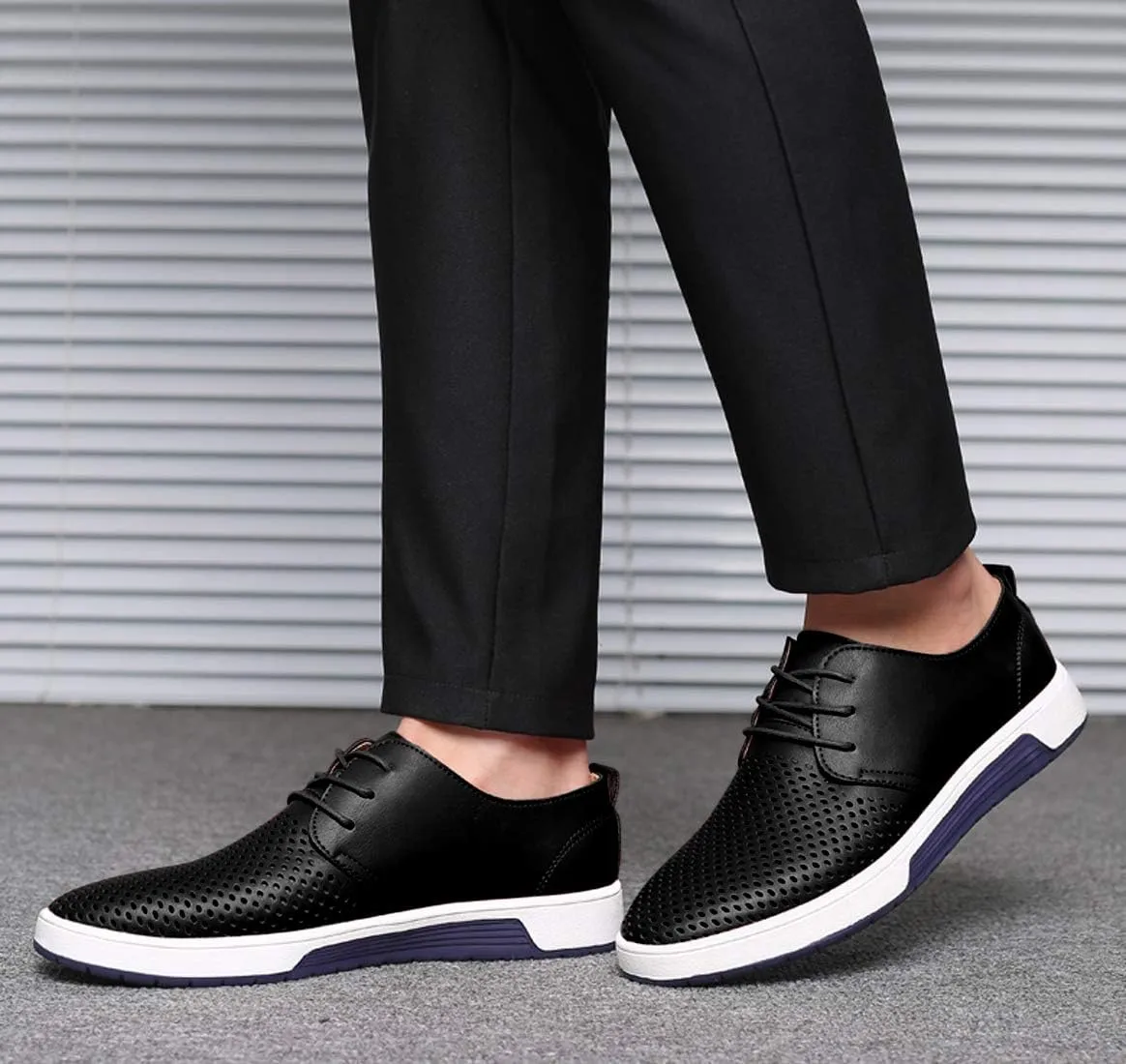 Santimon Men's Oxfords Shoes Casual Lace Up Breathable Formal Dress Mens Slip On Sneakers
