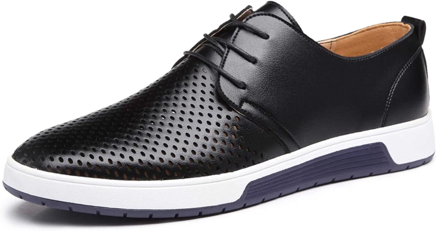 Santimon Men's Oxfords Shoes Casual Lace Up Breathable Formal Dress Mens Slip On Sneakers