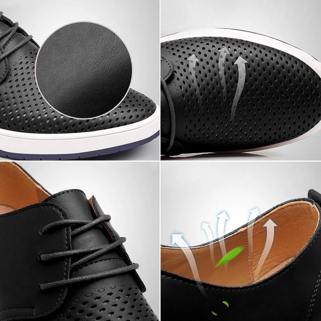 Santimon Men's Oxfords Shoes Casual Lace Up Breathable Formal Dress Mens Slip On Sneakers