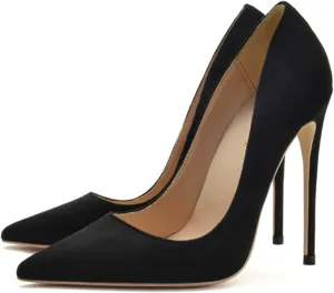 SchdosY Womens Classic Suede Pumps Fashion Charming Pointed Toe High Heel 12CM Stiletto Wedding Party Dress Office Formal Shoes Large Size 34-46