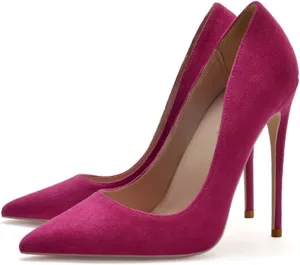 SchdosY Womens Classic Suede Pumps Fashion Charming Pointed Toe High Heel 12CM Stiletto Wedding Party Dress Office Formal Shoes Large Size 34-46