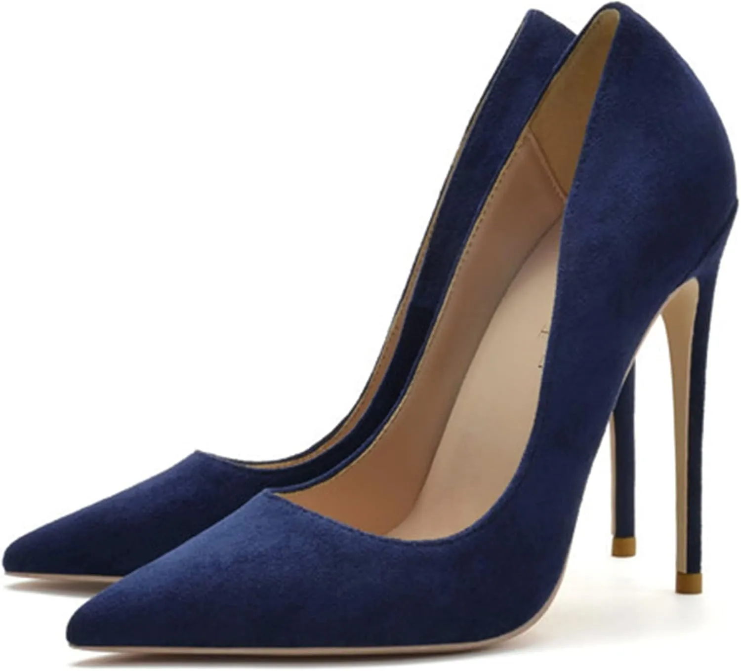 SchdosY Womens Classic Suede Pumps Fashion Charming Pointed Toe High Heel 12CM Stiletto Wedding Party Dress Office Formal Shoes Large Size 34-46