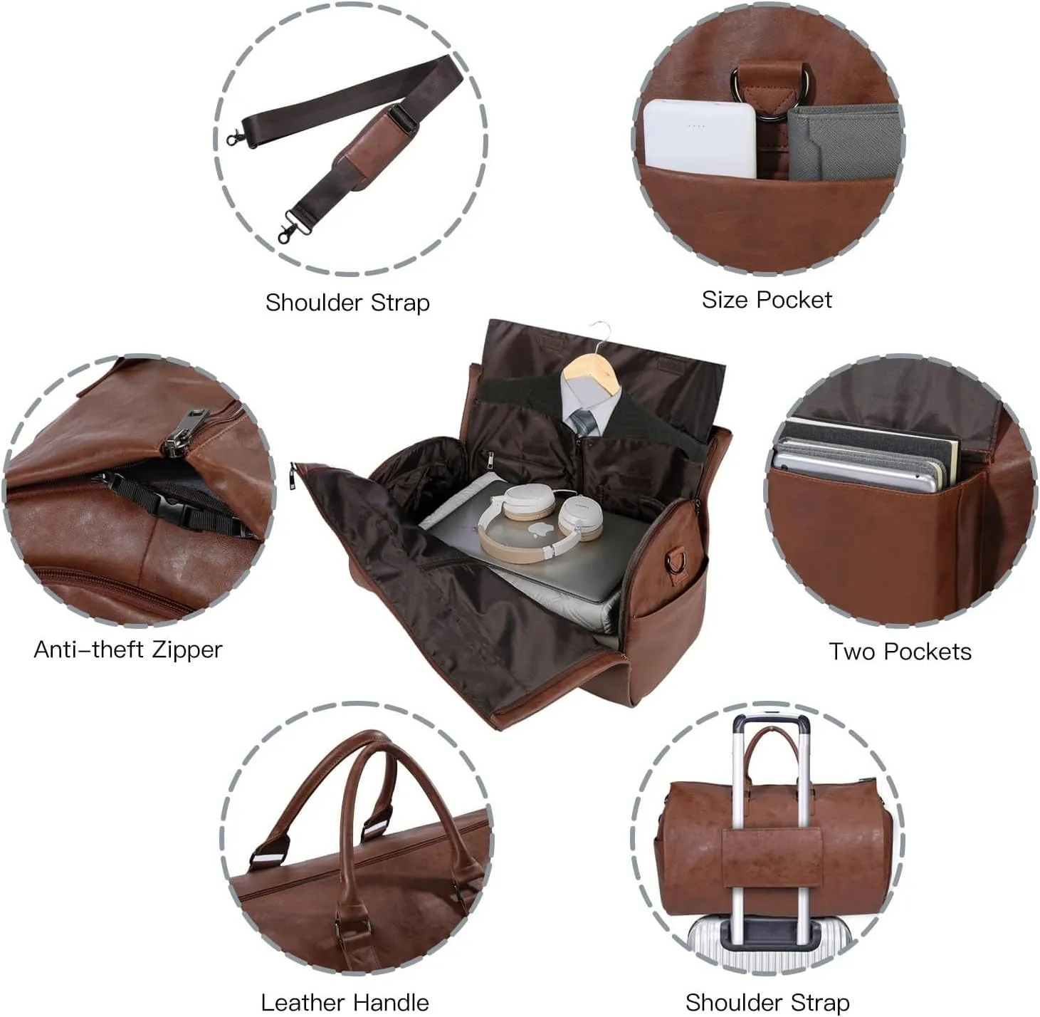 seyfocnia Convertible Travel Garment Bag,Carry on Garment Duffel Bag for Men Women - 2 in 1 Hanging Suitcase Suit Business Travel Bag