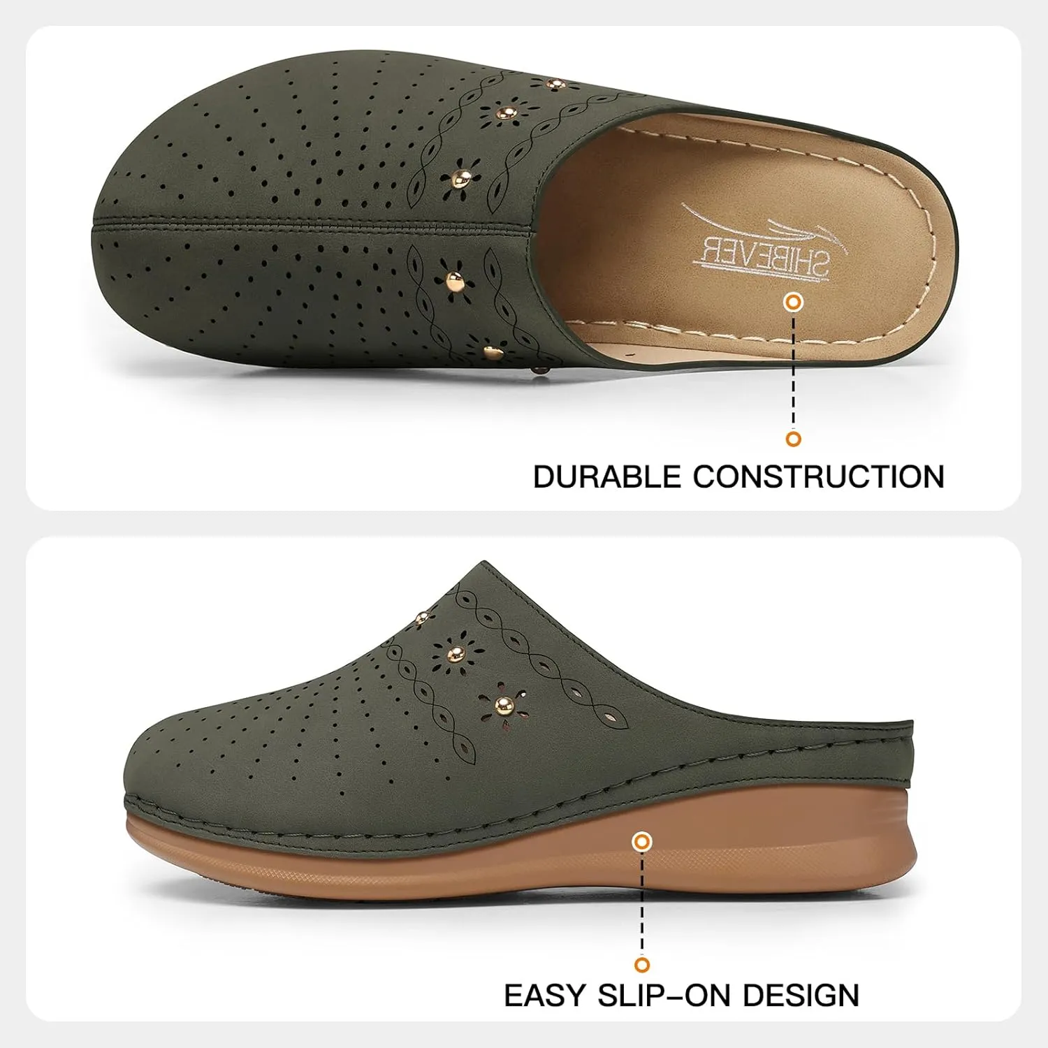 SHIBEVER Clogs for Women Mules Slip-On: Closed Toe Clog - Comfortable Womens Mule