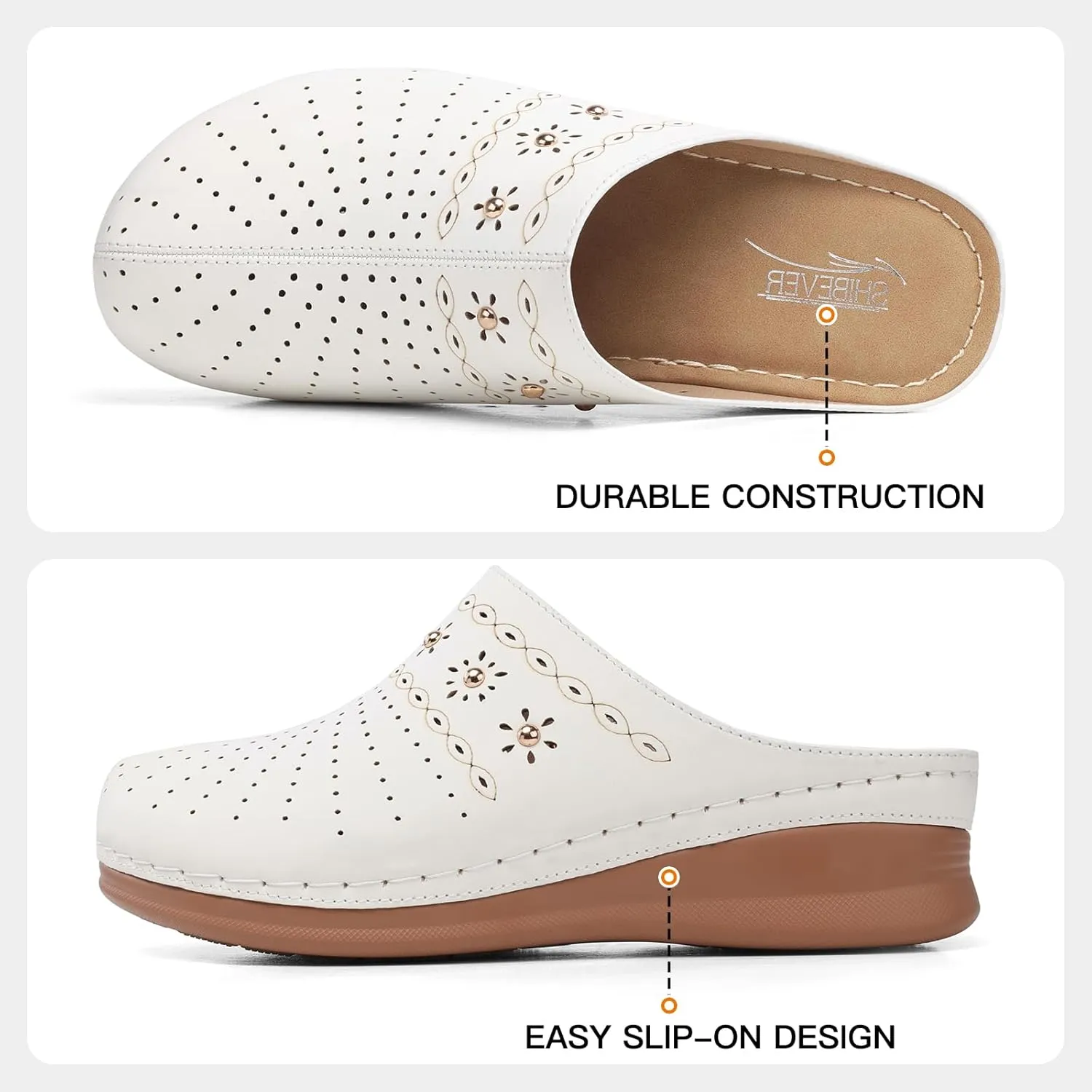 SHIBEVER Clogs for Women Mules Slip-On: Closed Toe Clog - Comfortable Womens Mule