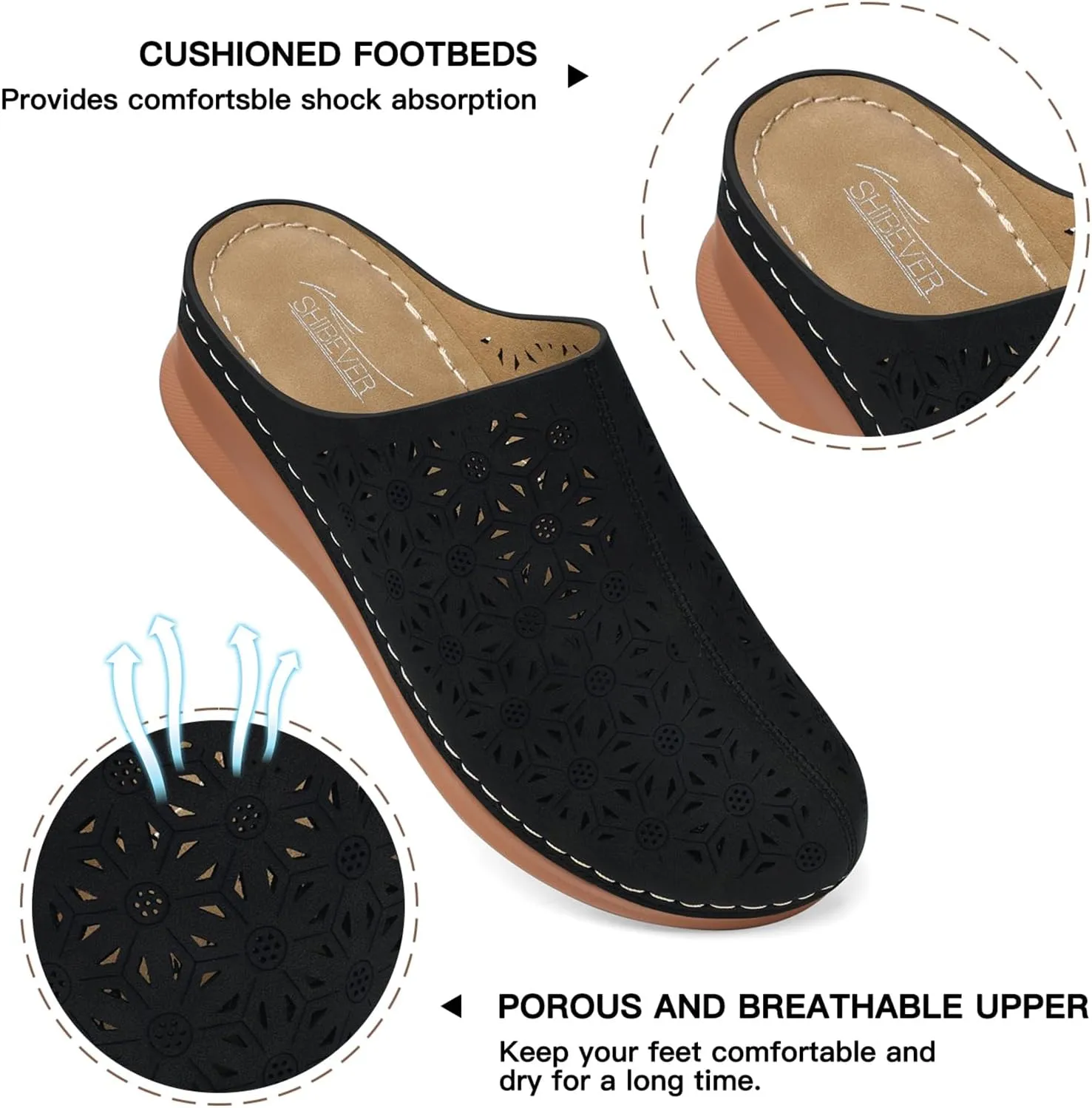 SHIBEVER Clogs for Women Mules Slip-on: Closed Toe Clog - Summer Comfortable Mule