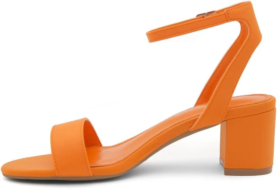 Shoe Land Women's Low Heels – 2.75 Inch Chunky Block Heeled Sandals | Clear Sandals, Open Toe Dressy Short Heels with Ankle Strap for Wedding, Prom & Party