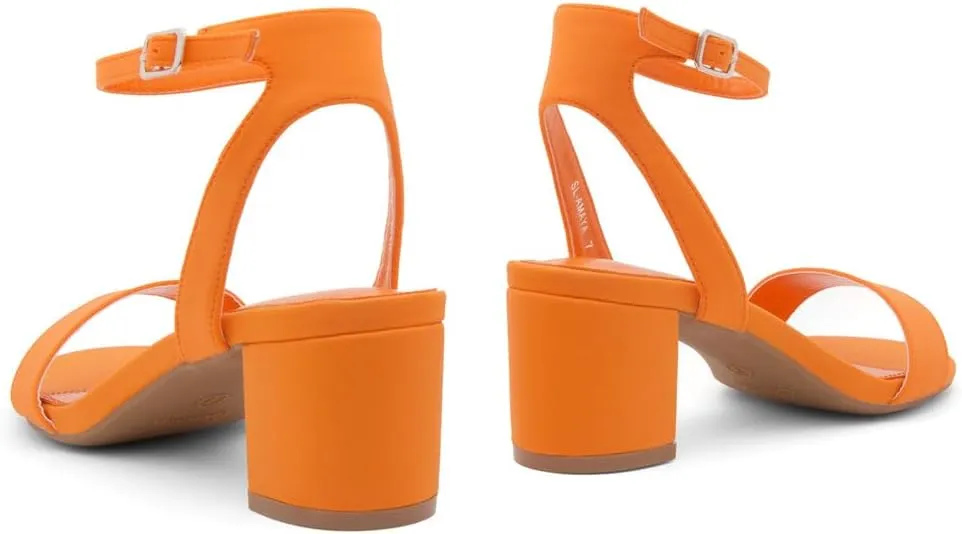 Shoe Land Women's Low Heels – 2.75 Inch Chunky Block Heeled Sandals | Clear Sandals, Open Toe Dressy Short Heels with Ankle Strap for Wedding, Prom & Party