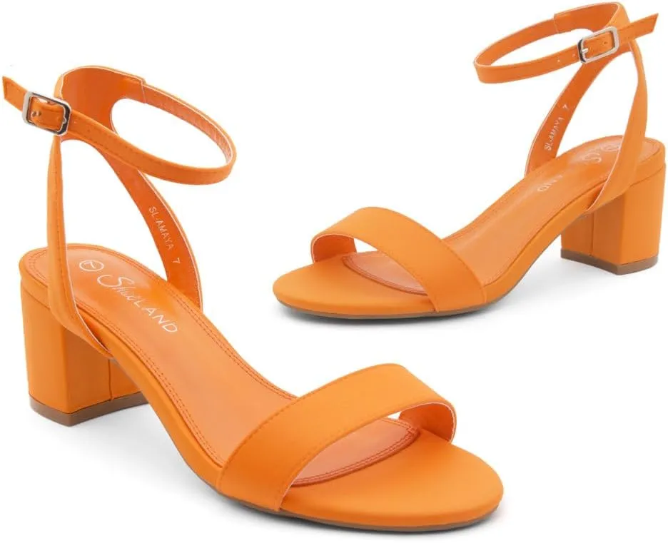 Shoe Land Women's Low Heels – 2.75 Inch Chunky Block Heeled Sandals | Clear Sandals, Open Toe Dressy Short Heels with Ankle Strap for Wedding, Prom & Party