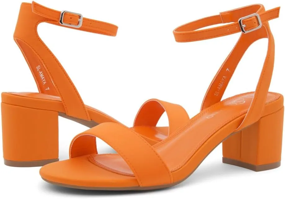 Shoe Land Women's Low Heels – 2.75 Inch Chunky Block Heeled Sandals | Clear Sandals, Open Toe Dressy Short Heels with Ankle Strap for Wedding, Prom & Party
