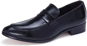 Single Season Dress Oxford Shoes for Men Slip On Round Split Toe Cowhide Non Slip Rubber Sole Slip Resistant Block Heel Anti-Slip Walking Very Popular Among Young People (Color : Black,