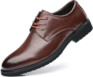 Single Season Shoes Dress Oxford for Men Lace Up Round Burnished Toe Derby Shoes Vegan Leather Rubber Sole Non Slip Resistant Prom Very Popular Among Young People