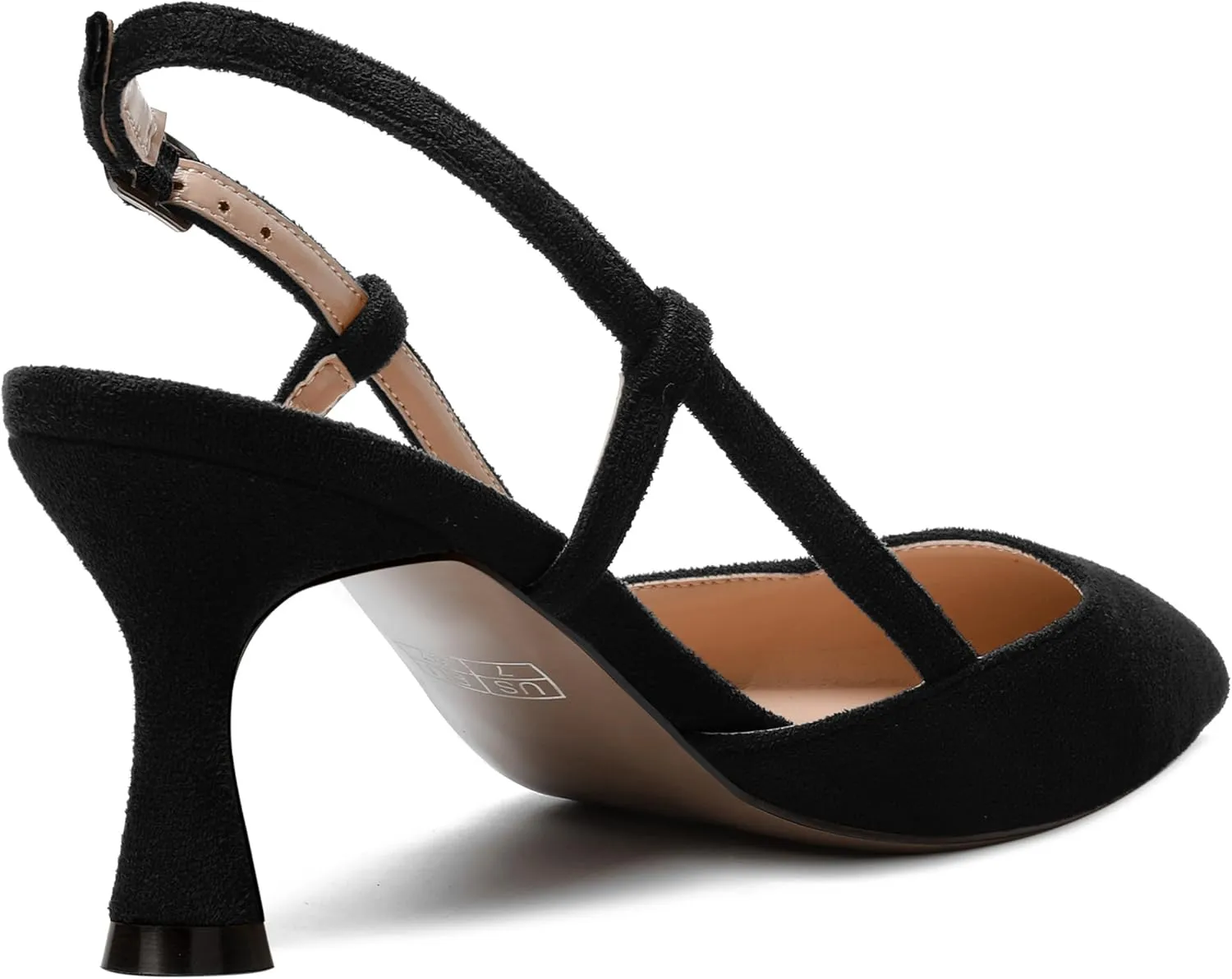 SKYSTERRY Womens Suede Evening Casual Pointed Toe Buckle Slingback Spool Mid Heel Pumps Shoes 2.5 Inch