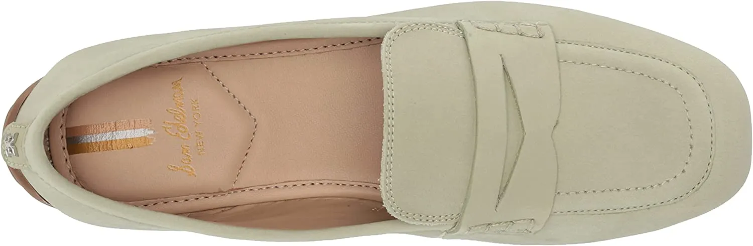Slip Leather Luxurious Sam Toe Fashion On Pistachio Squared Tucker Remote-controlled Edelman Loafers Flat