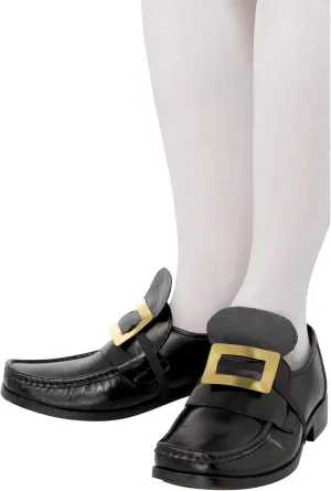Smiffys Tales of Old England Metal Shoe Buckle, Gold with Elastic Strap, Historical Fancy Dress, Historical Dress Up Accessories