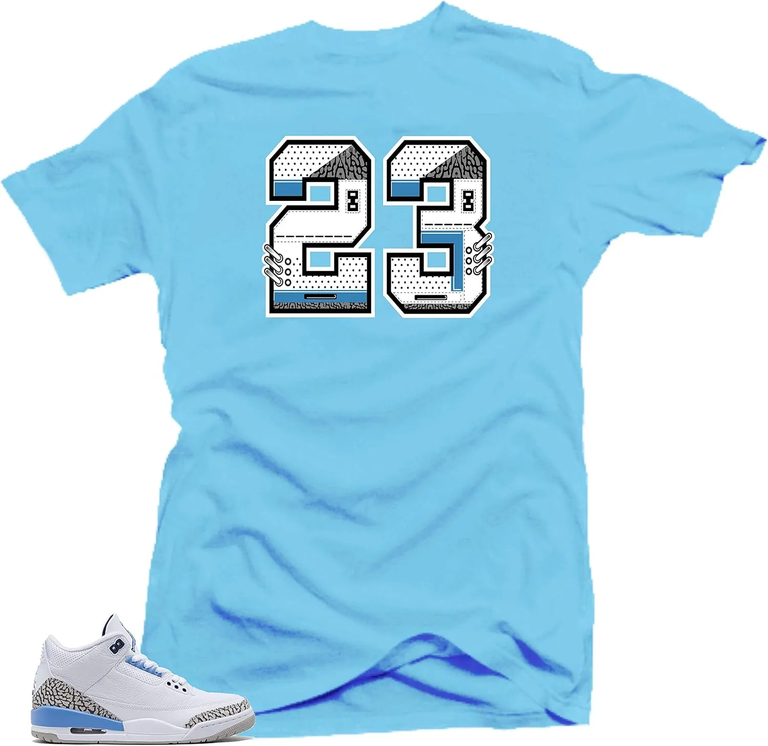 SNELOS Jordan 3 UNC Cement Sneaker Shirt to Match