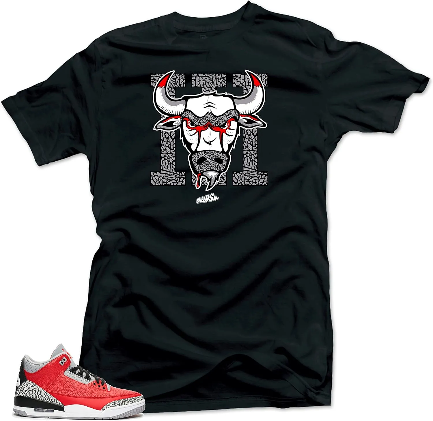 SNELOS Shirt to Match Jordan Retro 3" Red Cement 2020 Sneaker Tees