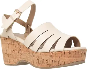 SOBEYO Women's Platform Strappy Sandals Wedge Cork Ankle Strap High Heels