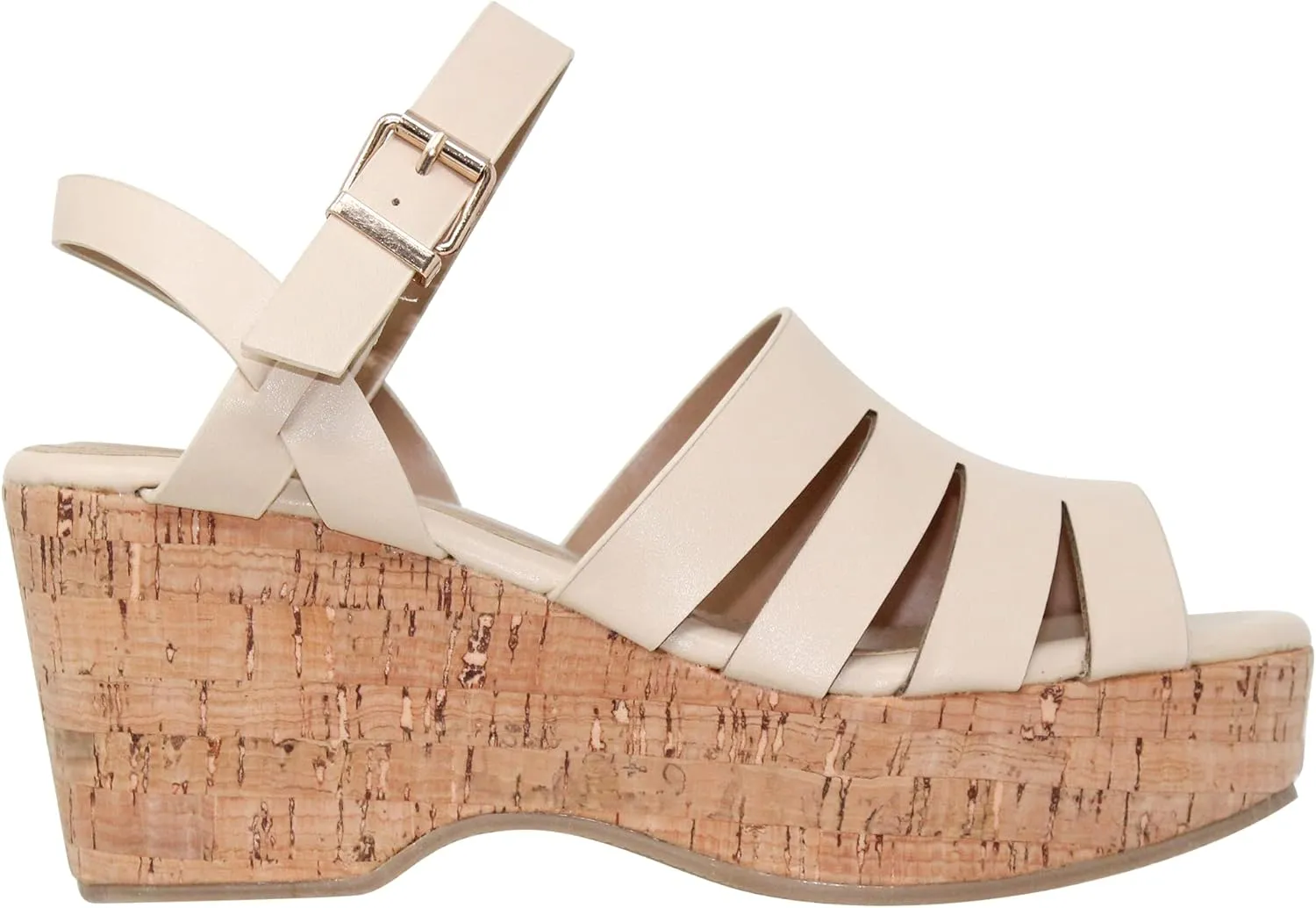 SOBEYO Women's Platform Strappy Sandals Wedge Cork Ankle Strap High Heels
