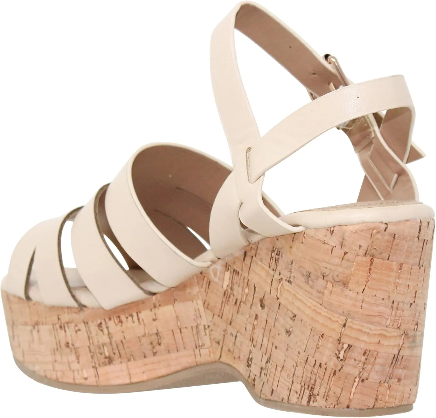 SOBEYO Women's Platform Strappy Sandals Wedge Cork Ankle Strap High Heels