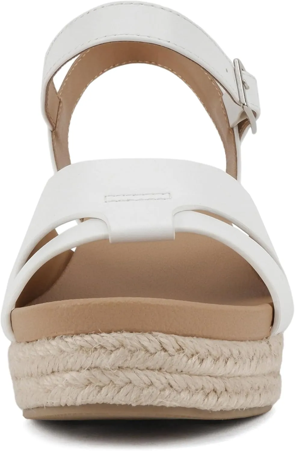 Soda “Front” ~ Women Round Toe Cross Band Low Heel Espadrille Wedge Sandal with Adjustable Ankle Strap