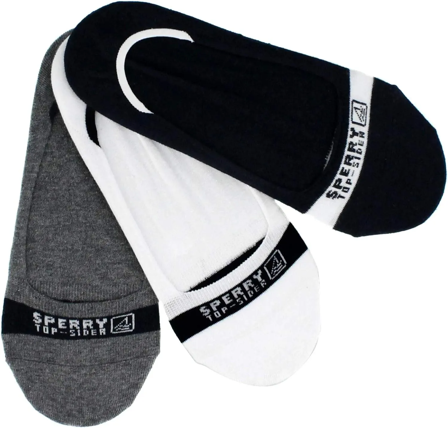 Sperry Men's Signature Invisible Boat Shoe Liner Socks-3 Pair Pack-No Show Combed Cotton Comfort