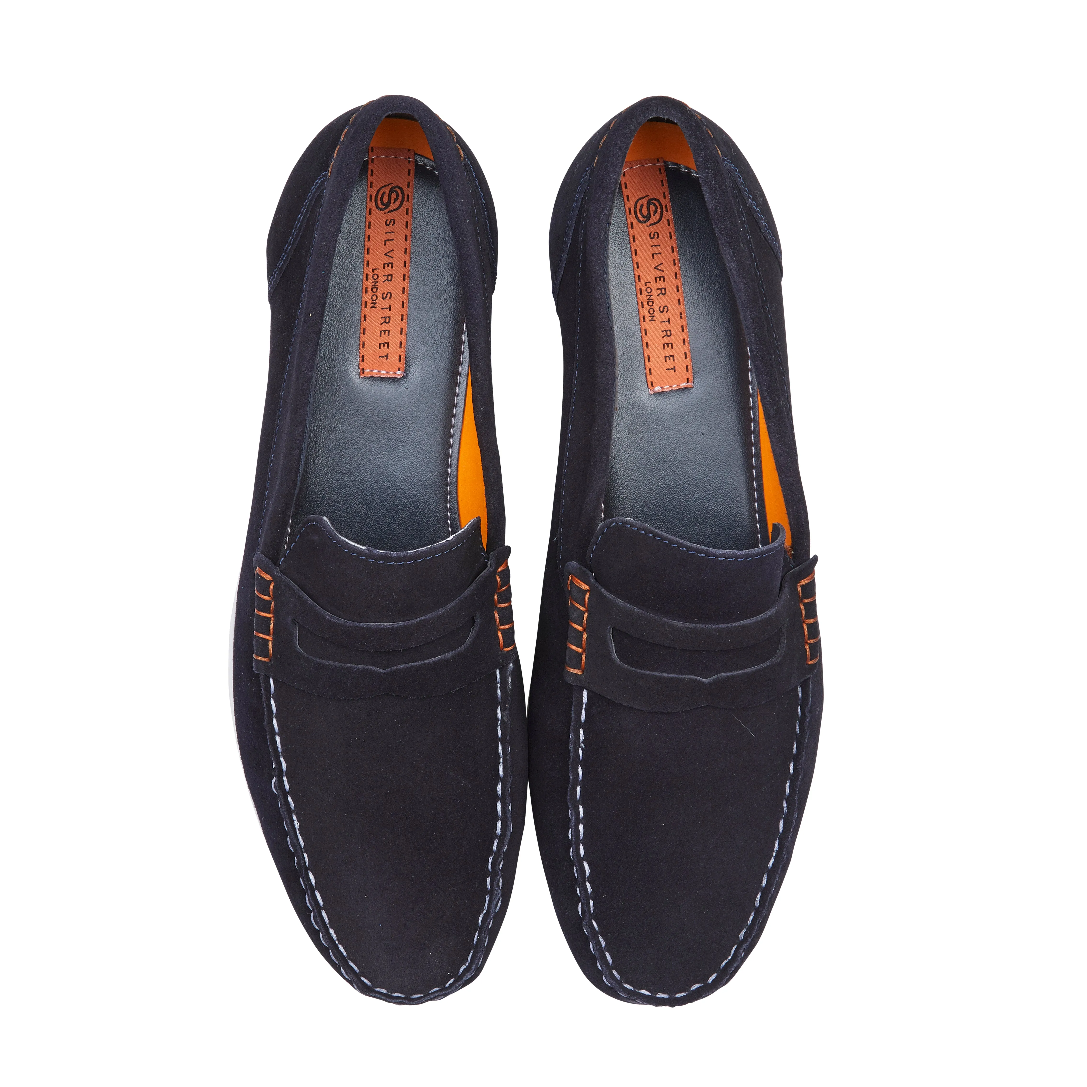 Stanhope Suede Leather Penny Loafers - Navy