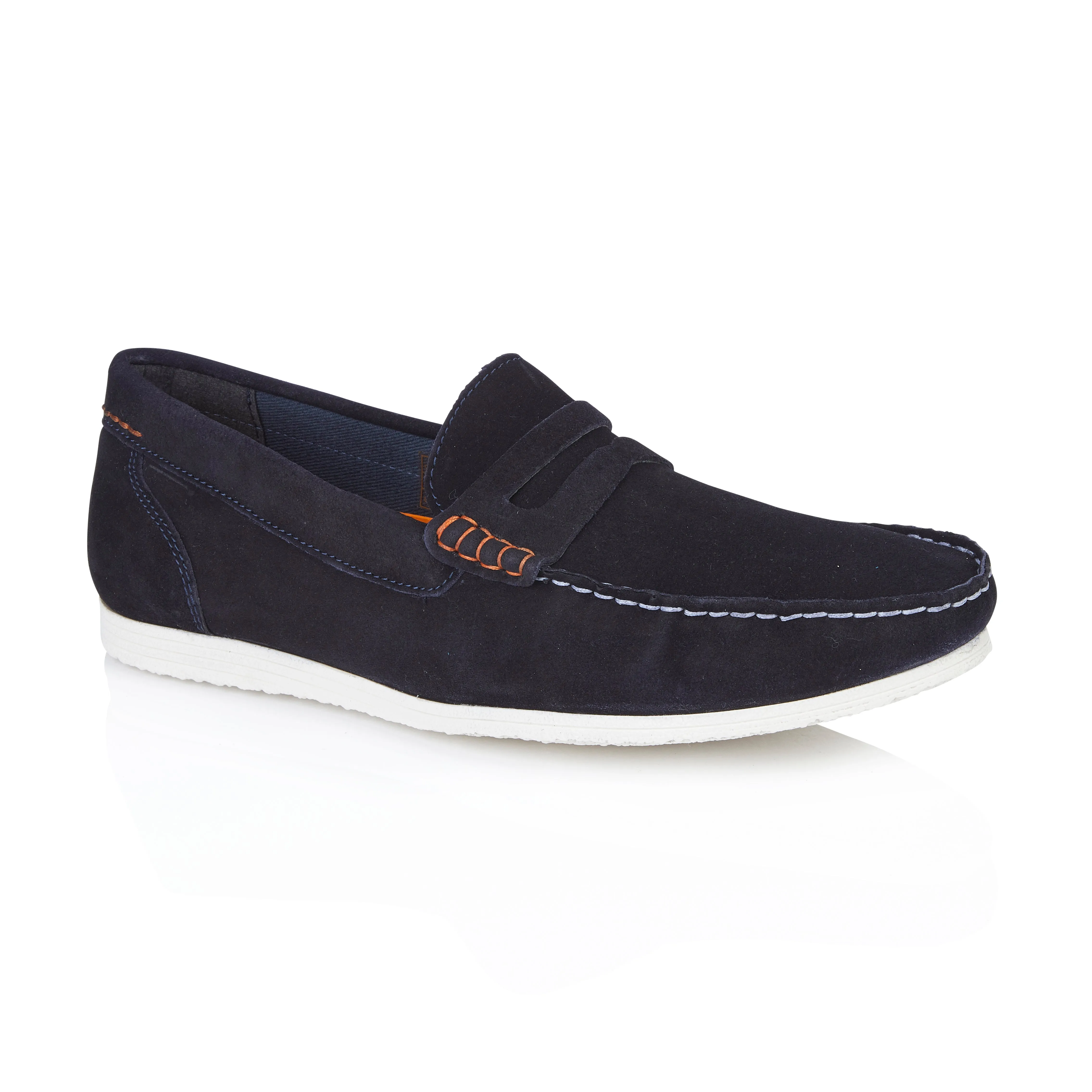 Stanhope Suede Leather Penny Loafers - Navy