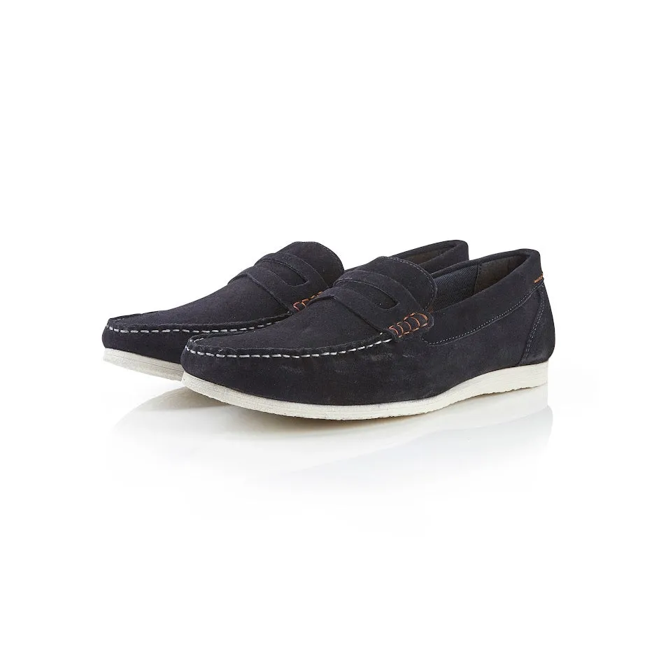 Stanhope Suede Leather Penny Loafers - Navy