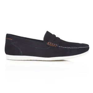 Stanhope Suede Leather Penny Loafers - Navy