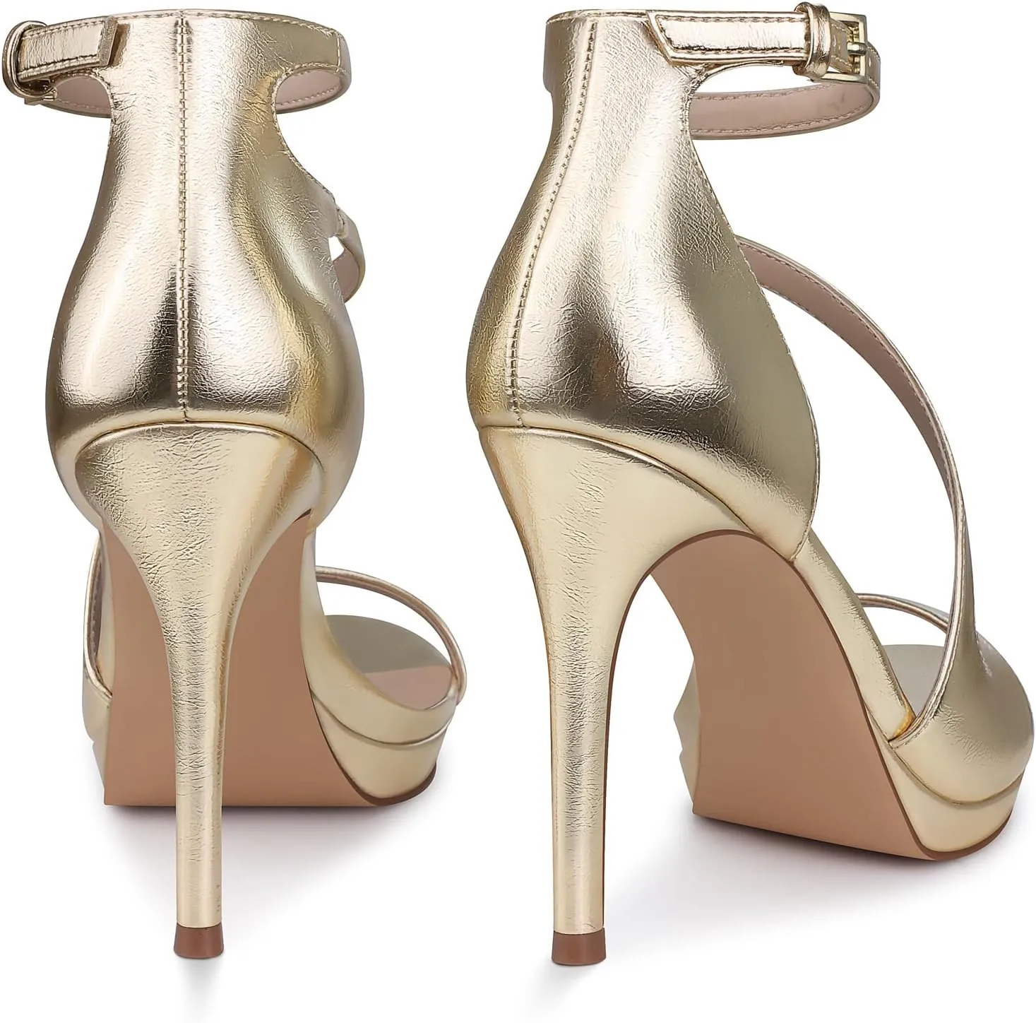 Stiletto Women High Heels: 4.3 Inch Comfortable Heels Prom Party Wedding, Peep Toe Platform Heels, Black White Silver Gold Strappy Heel Sandals