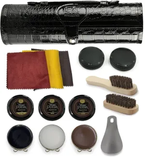 Stone and Clark Leather Shoe Shine Kit - 13 PCS Shoe Polish Kit for Complete Leather Boot Care, Compact & Travel Friendly