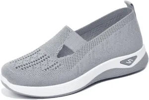 StoneLiquid Women's Comfortable Breathable Knitted Sneakers Orthopedic Walking Arch Support Soft Cut-Out Shoes